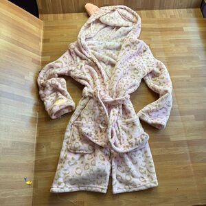 Top gal cheetah hooded robe with ears, size 10 girls , pink